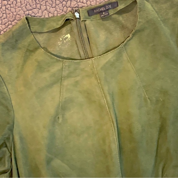Rachel Zoe Olive Green Goat Suede ‘Seine’ Belted Dress ASO Meghan Markle Size 2 - Picture 16 of 16